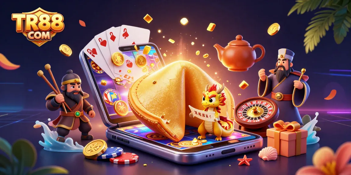 Spin and win at TR88 COM with golden jackpots and vibrant slot games filling the scene.