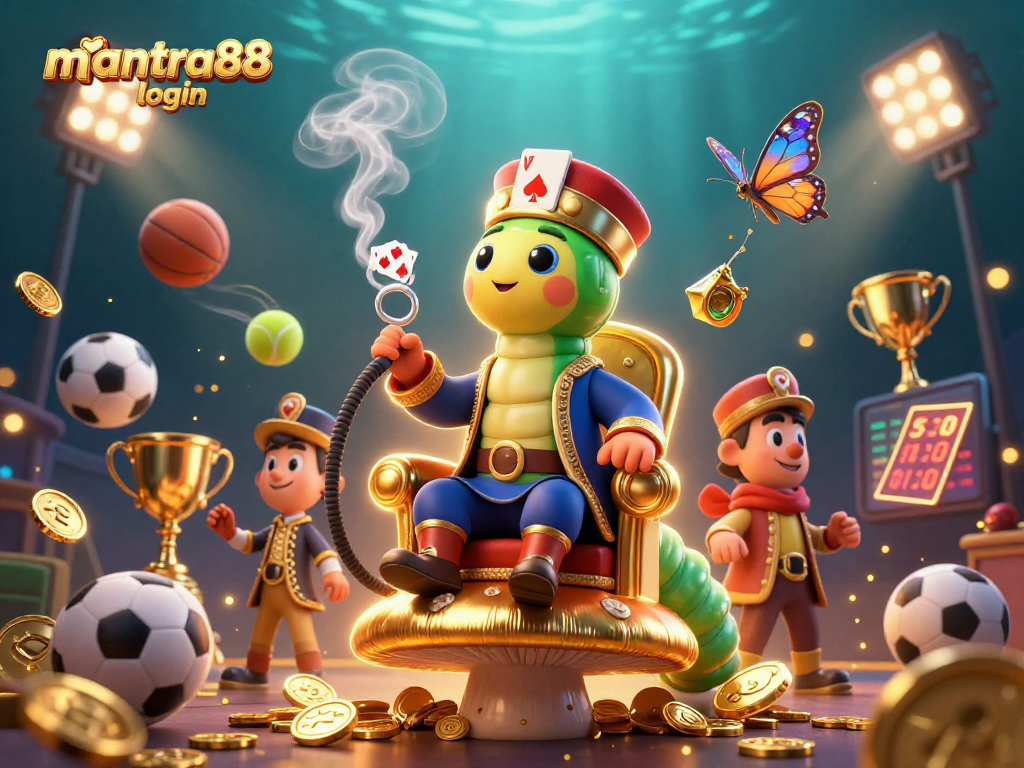 Engage with mantra88 login for an exhilarating online gaming experience in this vibrant illustration.