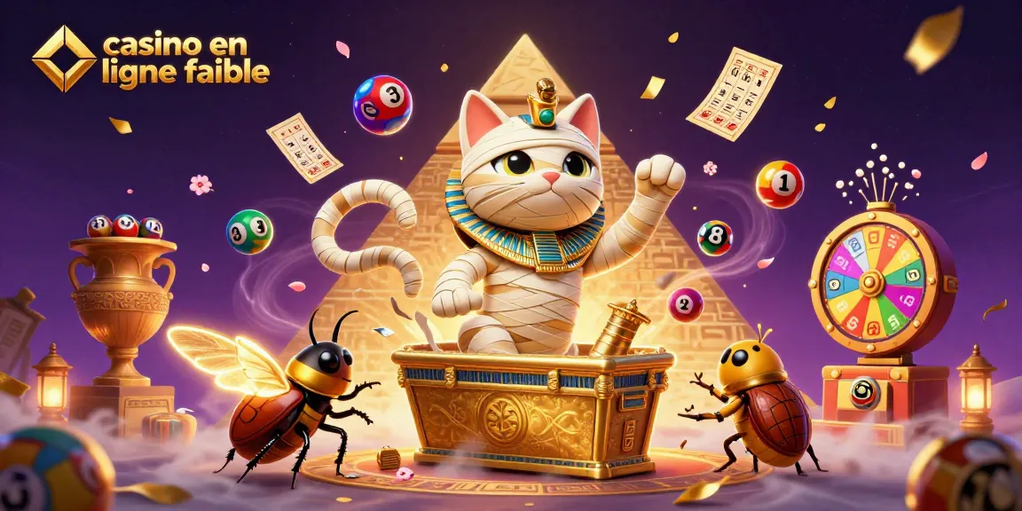 Jouez à des jeux passionnants dans un casino en ligne fiable avec un chat momie égyptien et des éléments de loterie.