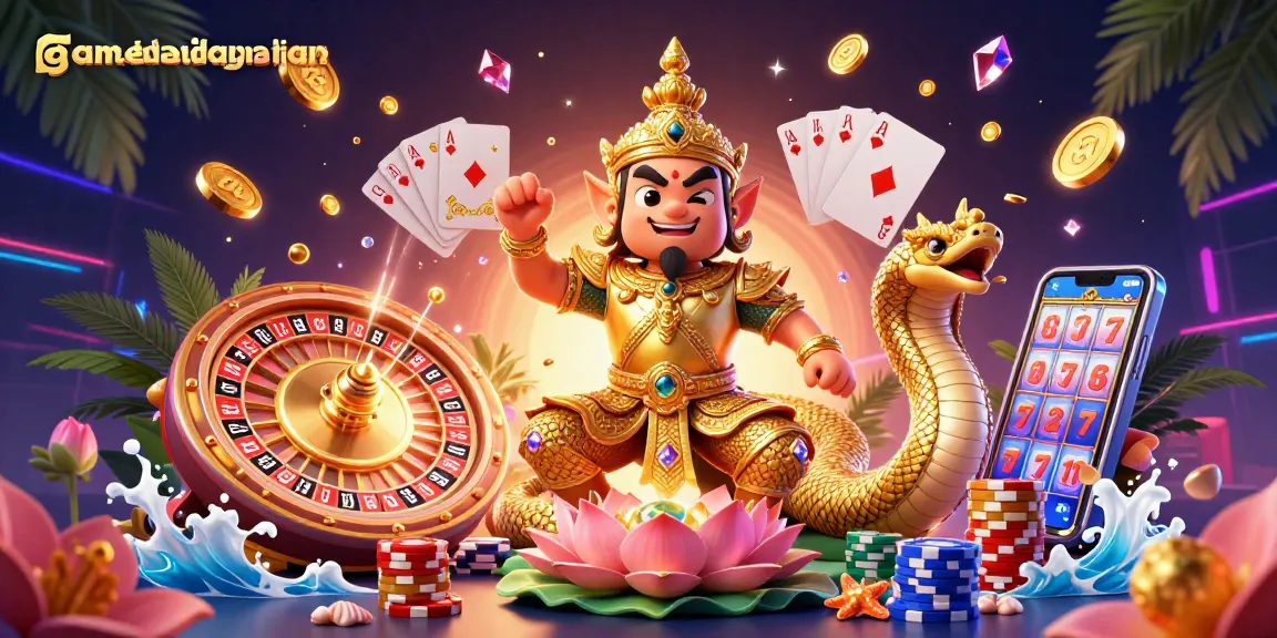 Experience thrilling gameplay at gamebaidangian with vibrant 3D casino elements and joyful characters.