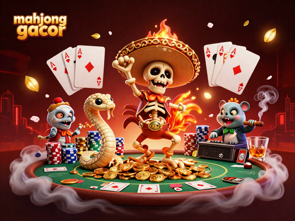 Experience mahjong gacor excitement with a vibrant 3D casino celebration scene.