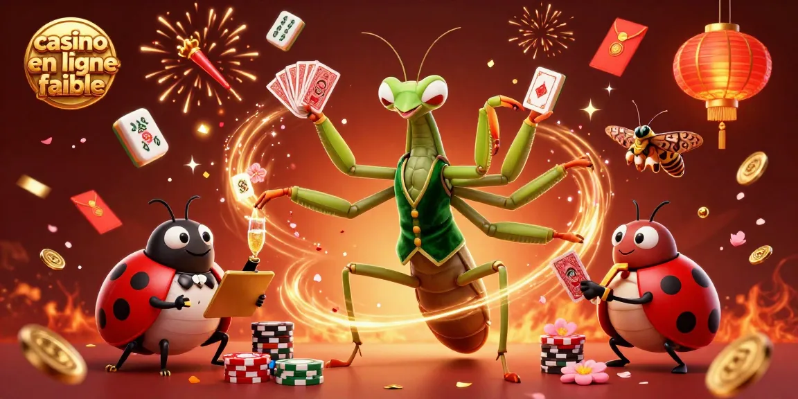 Visualisez un scénario vibrant de casino en ligne fiable où un mante religieuse gère le jeu avec élégance.