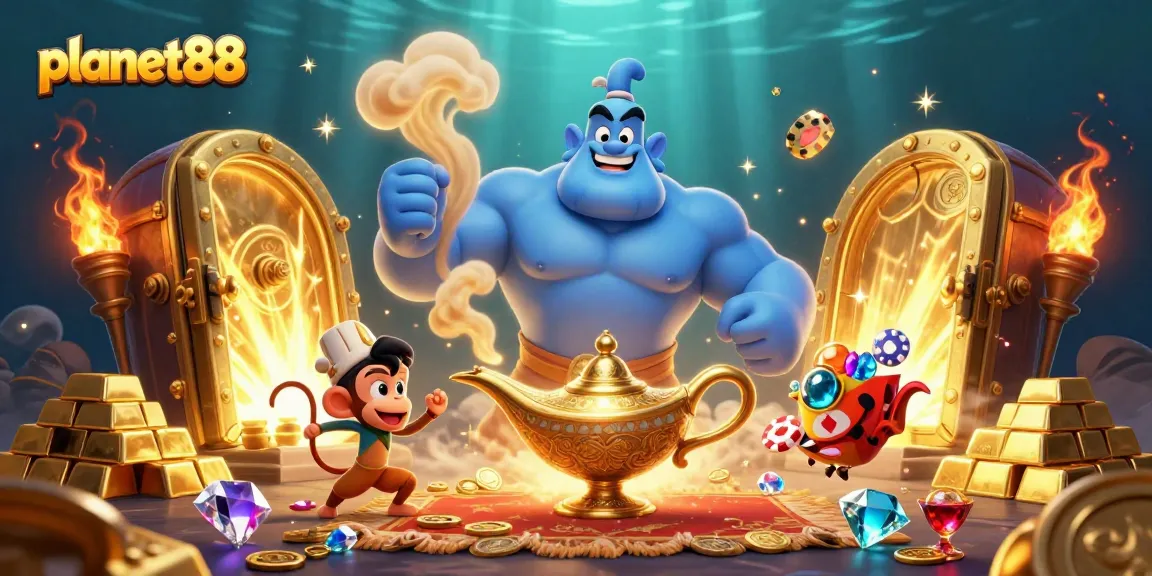 Experience excitement at planet88 with vibrant slots and golden treasures bursting in 3D action.
