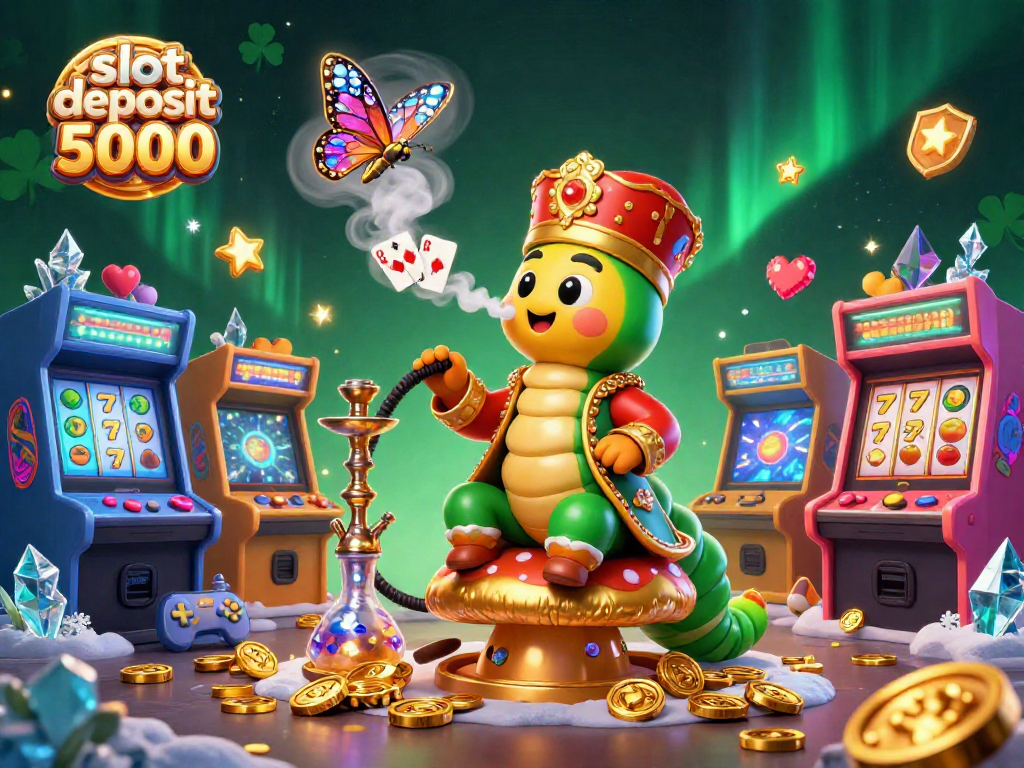 Engage with slot deposit 5000 action in a vibrant 3D gaming illustration full of casino elements.
