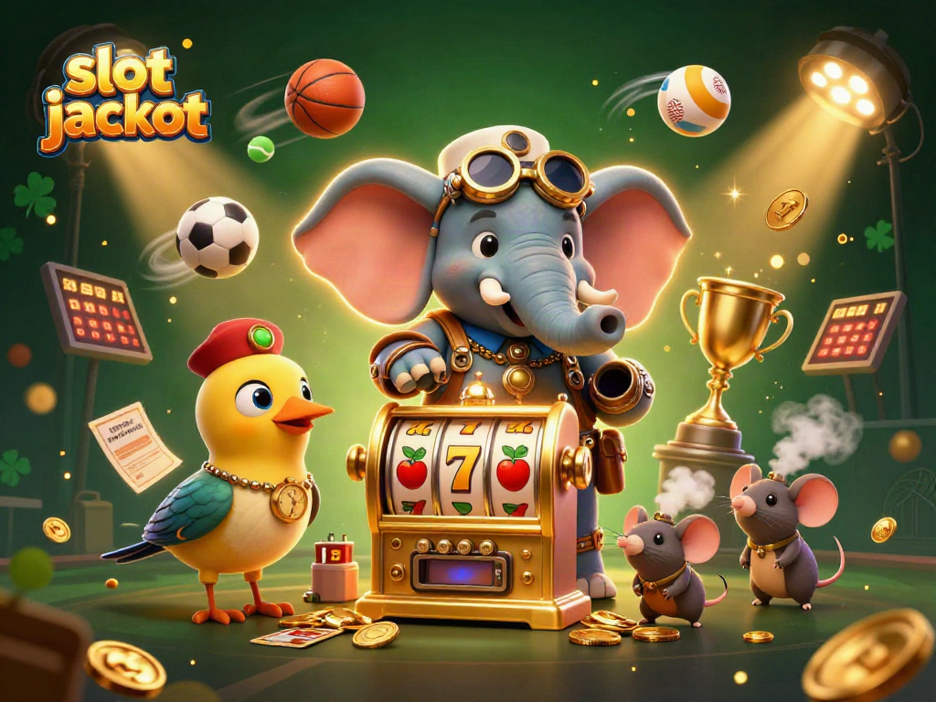 Spin the slot jackpot with our steampunk elephant engineer amidst lively casino action.