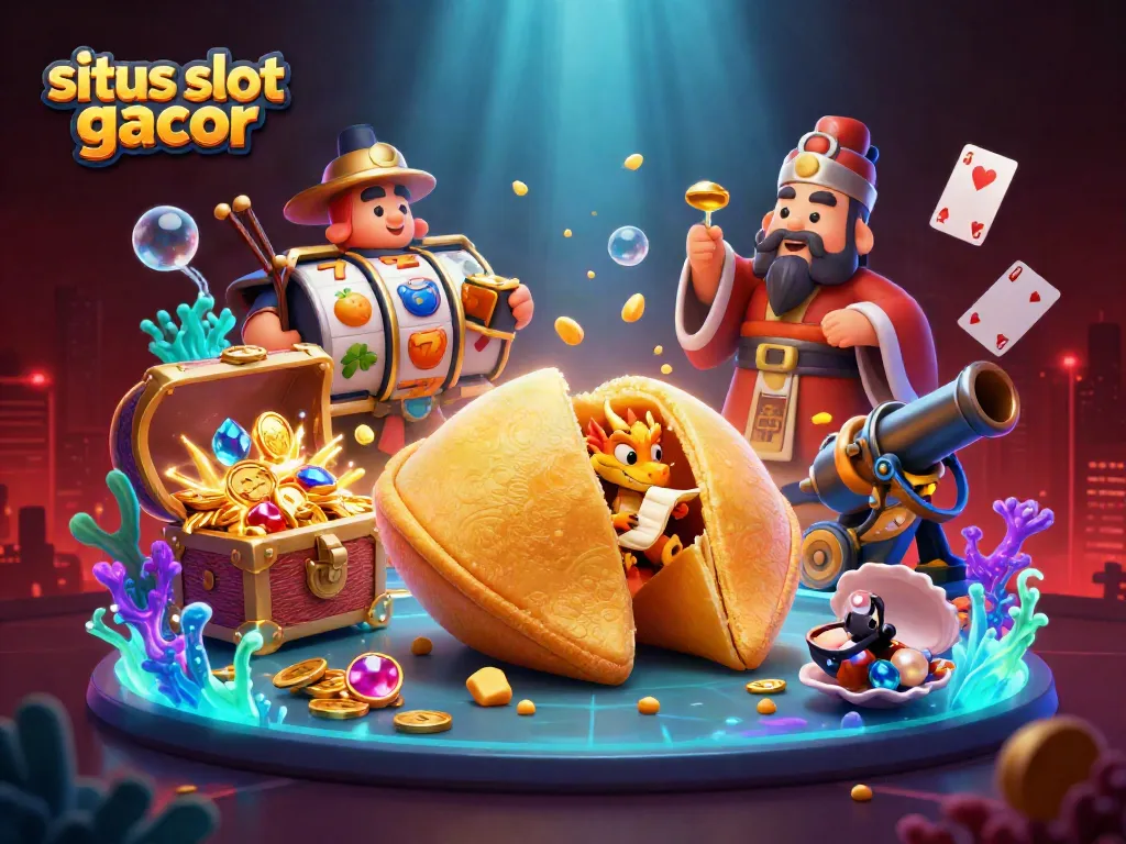 Menggali situs slot gacor dengan gambar ilustrasi 3D yang penuh elemen perjudian.