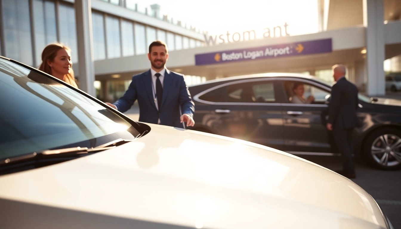 Boston Logan airport car service features a professional chauffeur and luxury vehicle at the airport.
