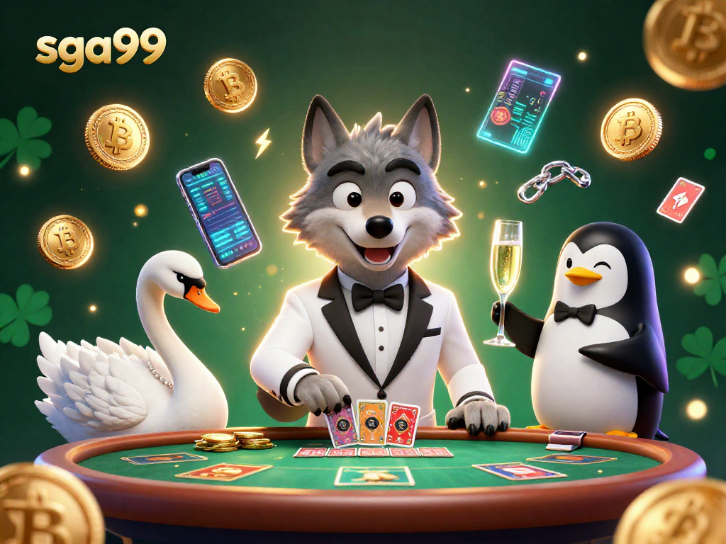 Engage with exciting games at sga99 featuring a debonair wolf, elegant swan, and sophisticated penguin.
