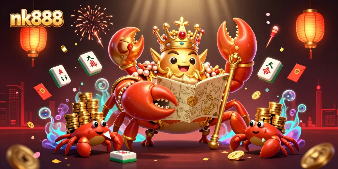 Experience nk888's thrilling casino world with the golden crab emperor and vibrant game elements.