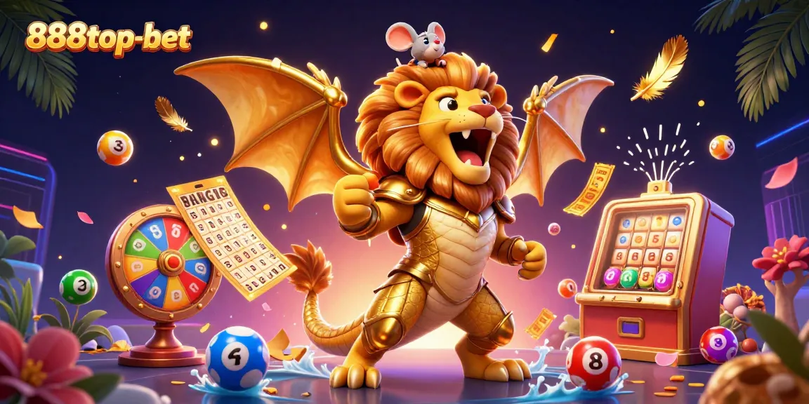 Experience thrilling jackpots at 888top-bet with vibrant lottery elements and dazzling casino visuals.